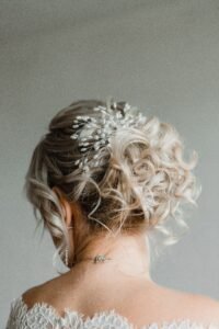 hair vine wrapped through a low bridal bun