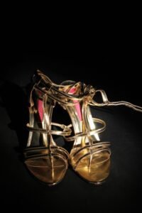 Gold lace up heels