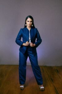step by step outfit build navy suit brown oxford shoes